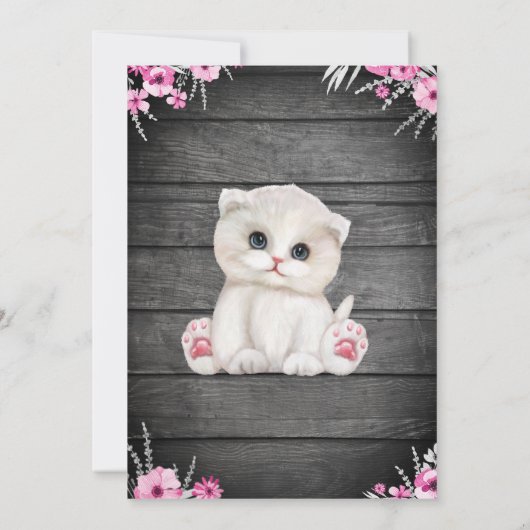 Ultrasound Baby Cat Baby shower Uitnodiging, rusti Kaart (Achterkant)