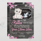 Ultrasound Baby Cat Baby shower Uitnodiging, rusti Kaart (Voorkant / Achterkant)