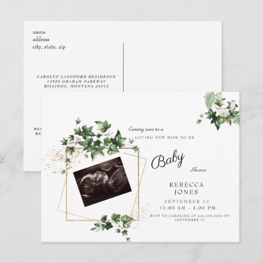 Ultrasound Binnenkort verkrijgbaar Baby shower wit Uitnodiging Briefkaart (Voorkant / Achterkant)