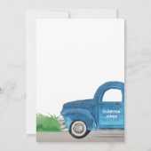 Ultrasound Blue Truck Green Balloons Baby shower Aankondiging (Achterkant)