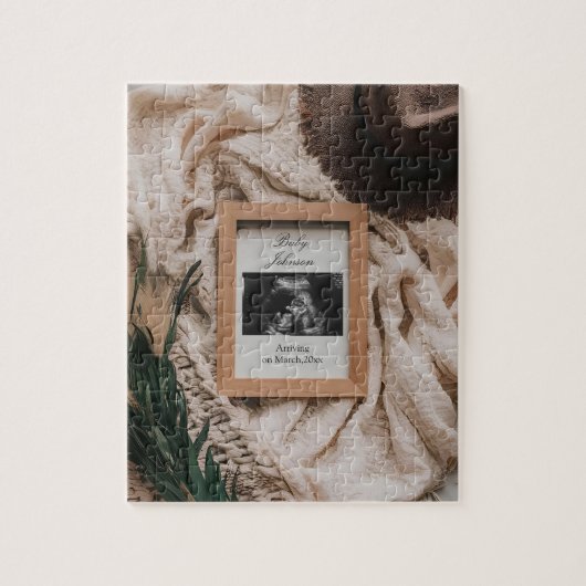 Ultrasound Boho rustieke zwangerschapsaankondiging Legpuzzel (Verticaal)