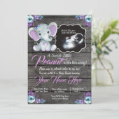 Ultrasound Elephant Baby shower Invitation, rustis Kaart (Staand voorkant)