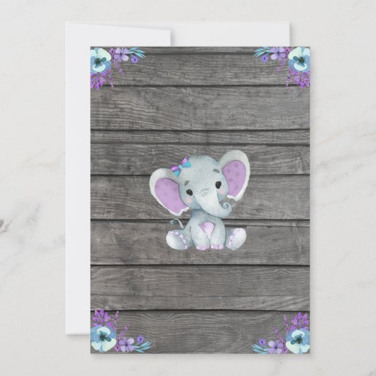 Ultrasound Elephant Baby shower Invitation, rustis Kaart (Achterkant)