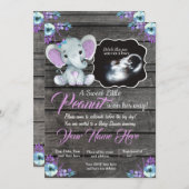 Ultrasound Elephant Baby shower Invitation, rustis Kaart (Voorkant / Achterkant)