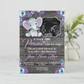 Ultrasound Elephant Baby shower Invitation, rustis Kaart (Staand voorkant)