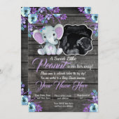 Ultrasound Elephant Baby shower Invitation, rustis Kaart (Voorkant / Achterkant)