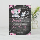 Ultrasound Elephant Baby shower Invitation, rustis Kaart (Staand voorkant)