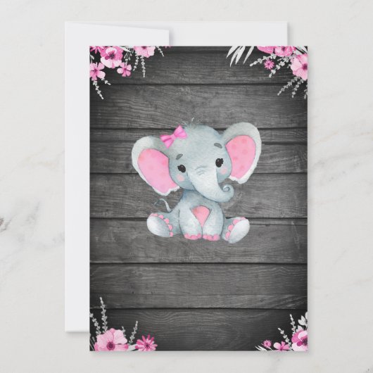 Ultrasound Elephant Baby shower Invitation, rustis Kaart (Achterkant)