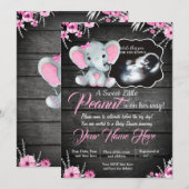 Ultrasound Elephant Baby shower Invitation, rustis Kaart (Voorkant / Achterkant)