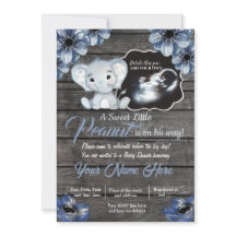 Ultrasound Elephant Baby shower Invitation, rustis