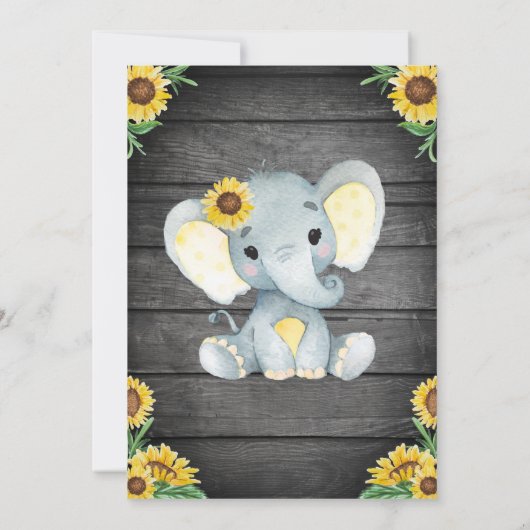 Ultrasound Elephant Baby shower Invitation, rustis Kaart (Achterkant)