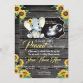 Ultrasound Elephant Baby shower Invitation, rustis Kaart (Voorkant / Achterkant)