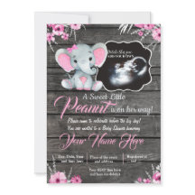 Ultrasound Elephant Baby shower Invitation, rustis