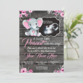 Ultrasound Elephant Baby shower Invitation, rustis Kaart (Staand voorkant)
