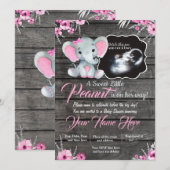 Ultrasound Elephant Baby shower Invitation, rustis Kaart (Voorkant / Achterkant)