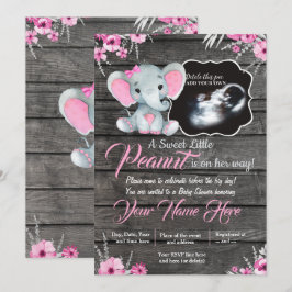 Ultrasound Elephant Baby shower Invitation, rustis Kaart