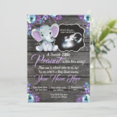 Ultrasound Elephant Baby shower Invitation, rustis Kaart (Staand voorkant)