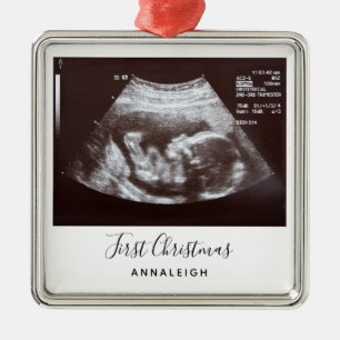 Ultrasound foto eerste kerstfeestdag zwangerschap metalen ornament