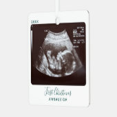 Ultrasound Foto Eerste Kerstmis Sonogram Holiday Metalen Ornament (Voorkant links)