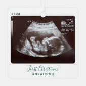 Ultrasound Foto Eerste Kerstmis Sonogram Holiday Metalen Ornament (Achterkant)