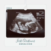 Ultrasound Foto Eerste Kerstmis Sonogram Holiday Metalen Ornament (Voorkant)