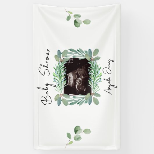 Ultrasound Foto Greeneral Neutraal Baby shower Spandoek (Verticaal)