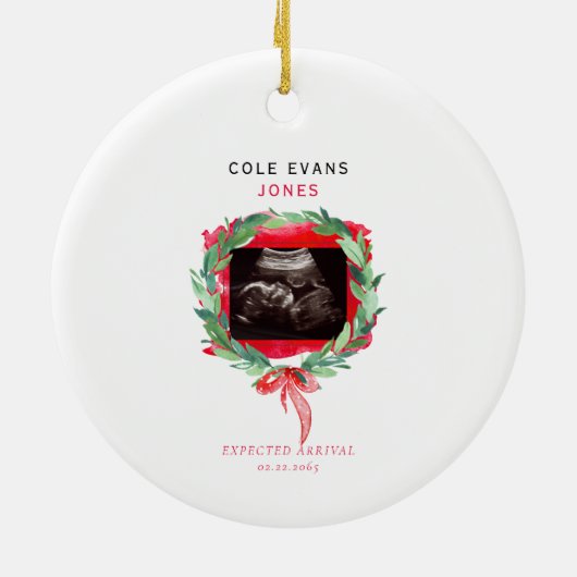 Ultrasound foto Verwachte aankomst kerstavond Keramisch Ornament (Achterkant)