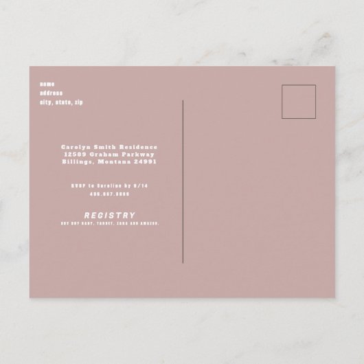 Ultrasound Fotoroze Baby shower Aankondigingskaart (Achterkant)