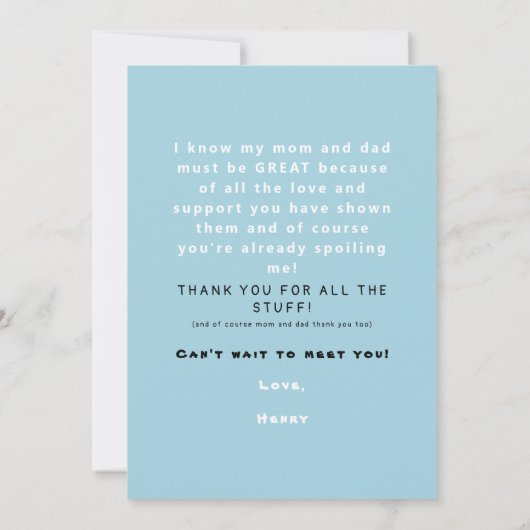 Ultrasound Funny 1st Hartelijk dank Baby Uitzicht Bedankkaart (Achterkant)