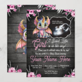 Ultrasound Girl Dragon Baby shower Invitation Kaart (Voorkant / Achterkant)