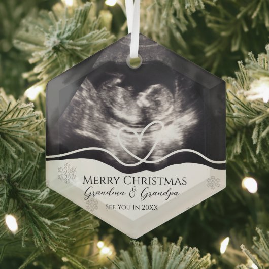 Ultrasound Grandparents Pregnancy Announcement Glas Ornament (Insitu)