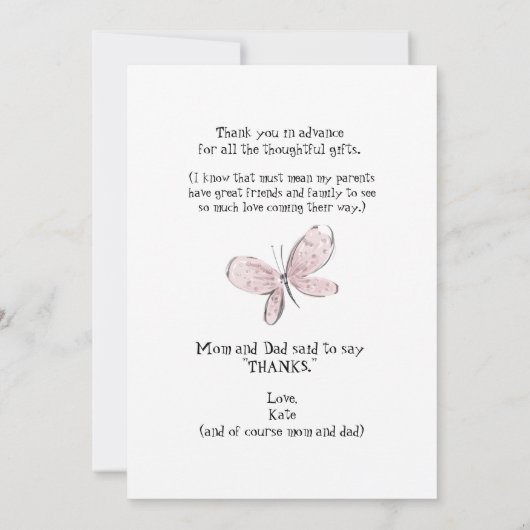 Ultrasound hart & vlinder grappig bedankt (Achterkant)