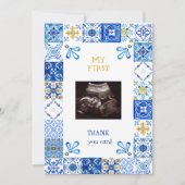 Ultrasound Mediterranean Blue Baby Dankjewel Bedankkaart (Voorkant)