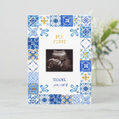 Ultrasound Mediterranean Blue Baby Dankjewel Bedankkaart (Staand voorkant)