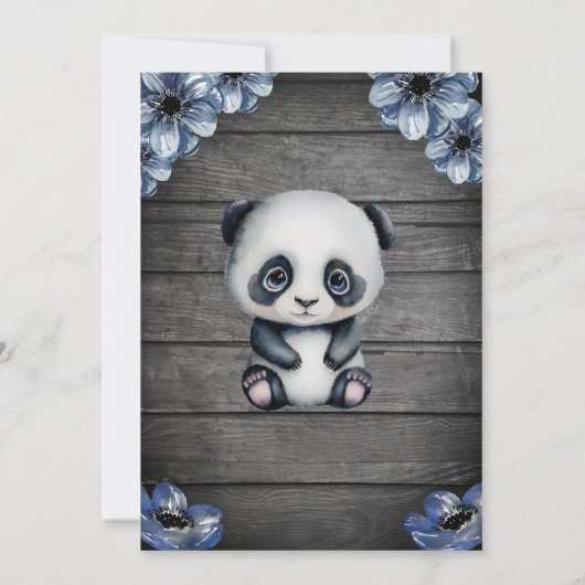 Ultrasound Panda Baby shower Uitnodiging, rustisch Kaart (Achterkant)