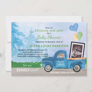 Ultrasound Photo Blue Truck Beer Baby shower Kaart