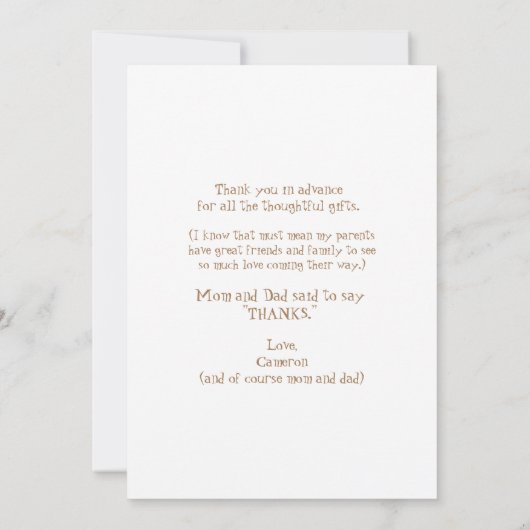 Ultrasound Photo Boy Funny Woodland Hartelijk dank Bedankkaart (Achterkant)