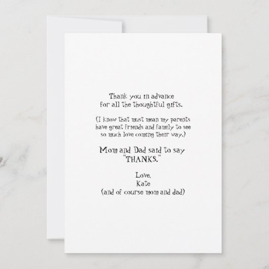 Ultrasound Sage Dank u voor uw Baby kijkpunt Bedankkaart (Achterkant)