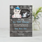 Ultrasound Winter Cat Kitten Baby shower Kaart (Staand voorkant)
