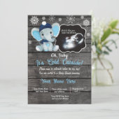 Ultrasound Winter Elephant Baby shower Kaart (Staand voorkant)