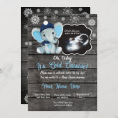 Ultrasound Winter Elephant Baby shower Kaart (Voorkant / Achterkant)