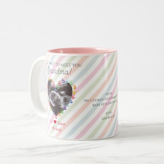 Ultrasound zwangerschapsaankondiging oma te zijn tweekleurige koffiemok (Voorkant links)