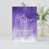 Ultraviolet abstract modern art sweet 16 RSVP card (Staand voorkant)