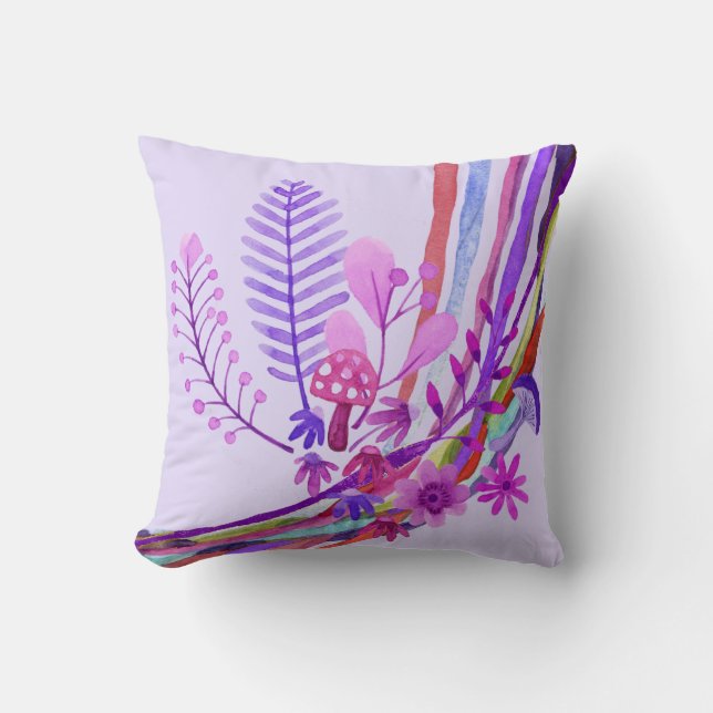 Ultraviolet Abstracte Floral Pillow Kussen (Voorkant)