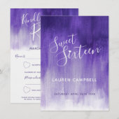 Ultraviolet abstracte moderne kunst sweet 16 RSVP  Kaart (Voorkant / Achterkant)