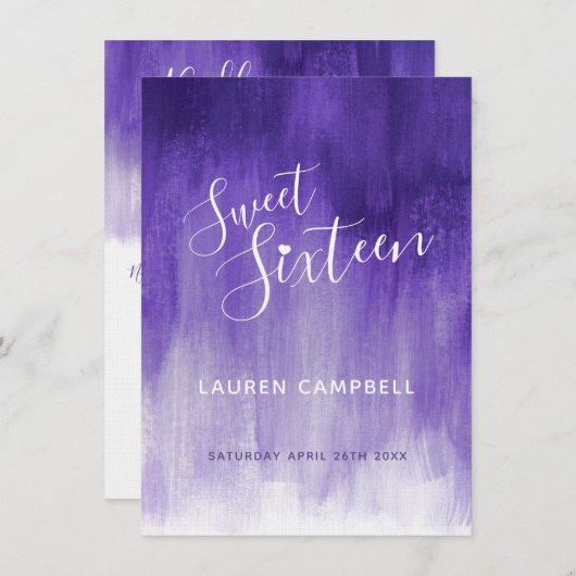 Ultraviolet abstracte moderne kunst sweet 16 RSVP  Kaart (Voorkant / Achterkant)
