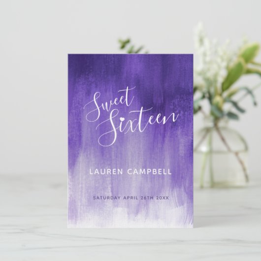 Ultraviolet abstracte moderne kunst sweet 16 RSVP  Kaart (Staand voorkant)