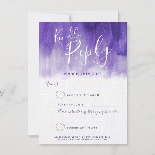 Ultraviolet abstracte moderne kunst trouw antwoord kaart (Achterkant)