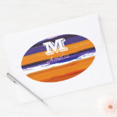 UltraViolet en Gold Waterverf Stripes Ovale Sticker (Envelop)