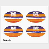 UltraViolet en Gold Waterverf Stripes Ovale Sticker (Vel)